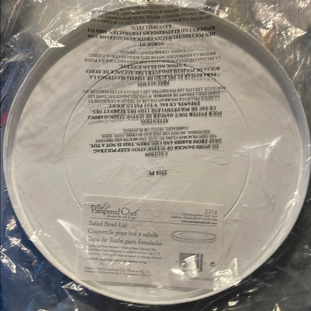 Pampered Chef White Salad Bowl Lid